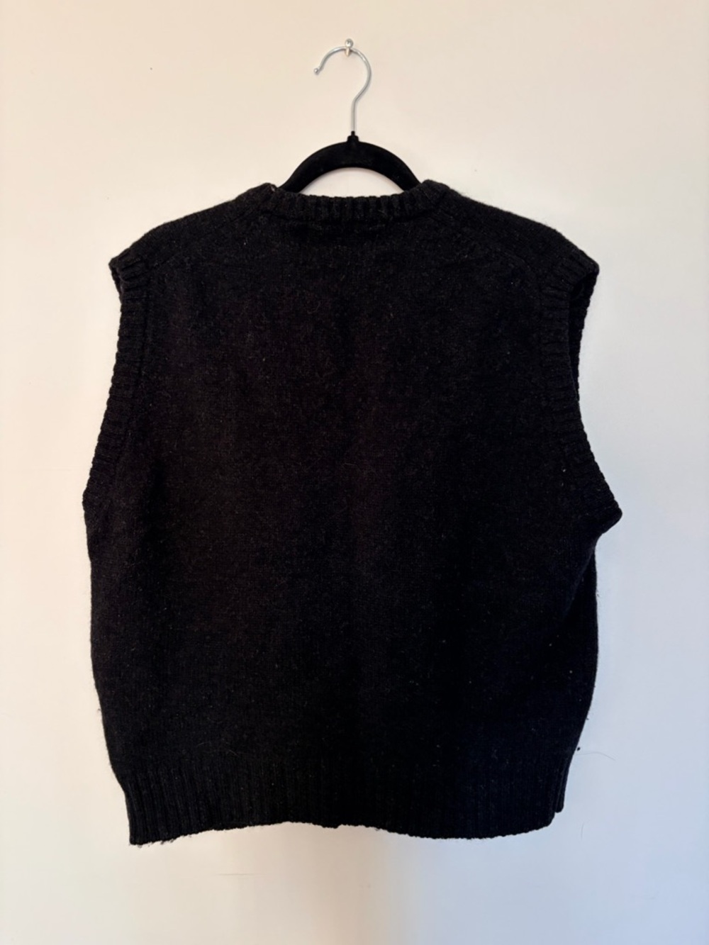 Vintage SEARS The Shetland Virgin Wool Men's Black V‑Neck Knit Sweater Vest - L - Picture 7 of 7